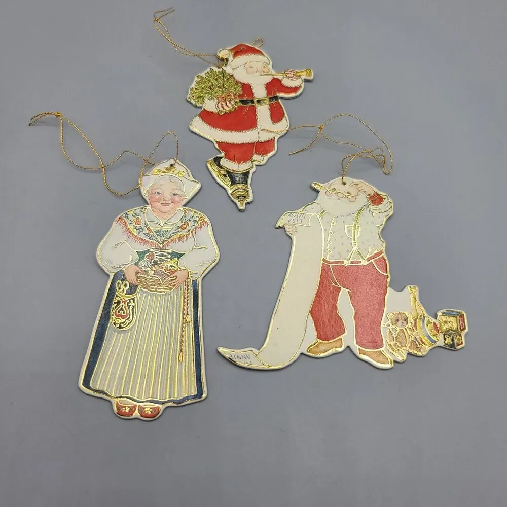 Merrimack Christmas Holiday Ornaments Die Cut Cardboard Angels Santa Lot Of 10